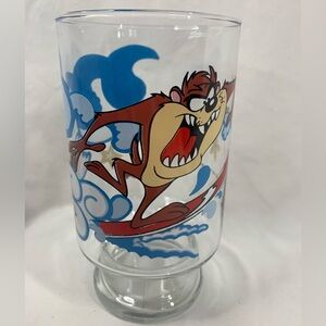 Rare 1995 Looney Tunes Tasmanian Devil Warner Bros Drinking Glass